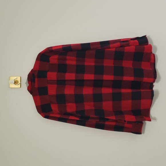Natural Reflections Long Sleeve Fleece Button Up Shirt Women 2X Red Black Plaid - Picture 3 of 8